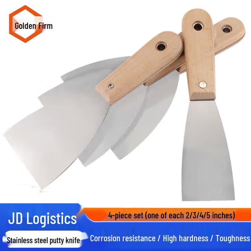 Jingulao Stainless Steel Putty Knife & Scraper 4-Piece Set 4-Piece Set