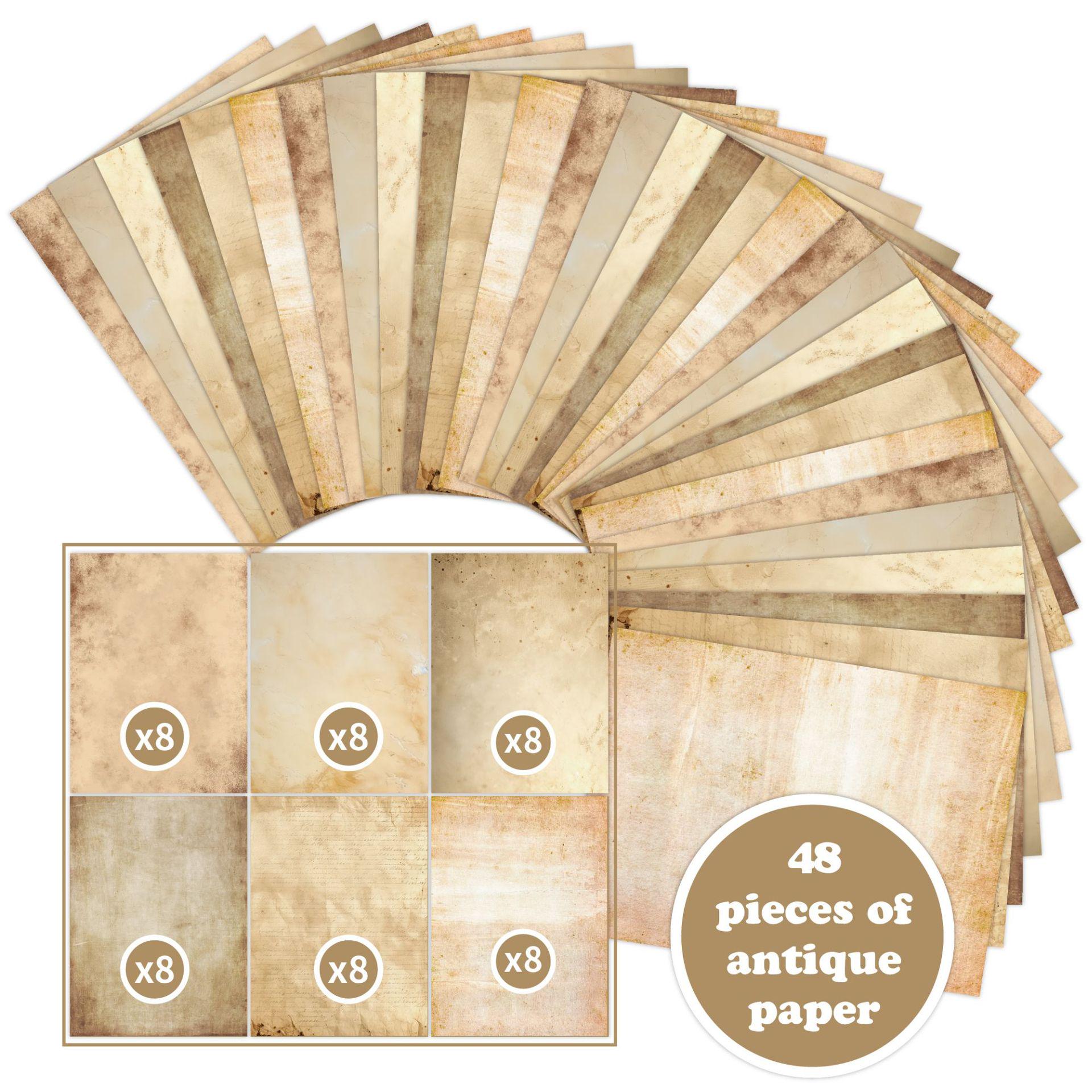 

Retro Nostalgic A4 Double-Sided Letter Paper, 48 Sheets for DIY Journal and Scrapbook Decor. 210x285 mm