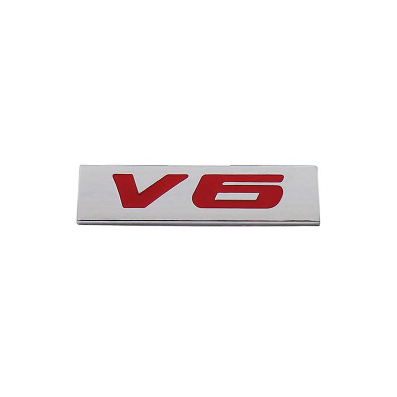 

Premium V6 V 6 for Universal car Engine Hood Fender trunk Tail Rear Bonnet Nameplate Decal Emblem Badge Sticker ban-chrome-red