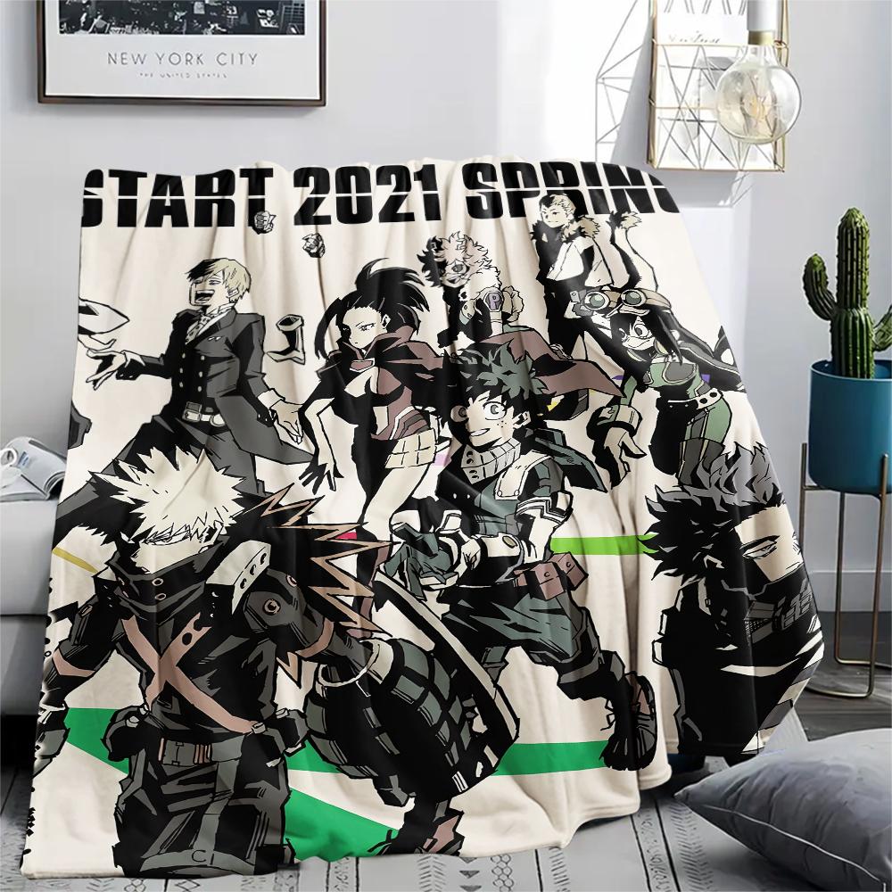 My Hero Academia Black & White pattern Flannel Blanket, High quality Comfortable for All Seasons, Home Decor, Warmth and Comfort, Perfect for Gifts.