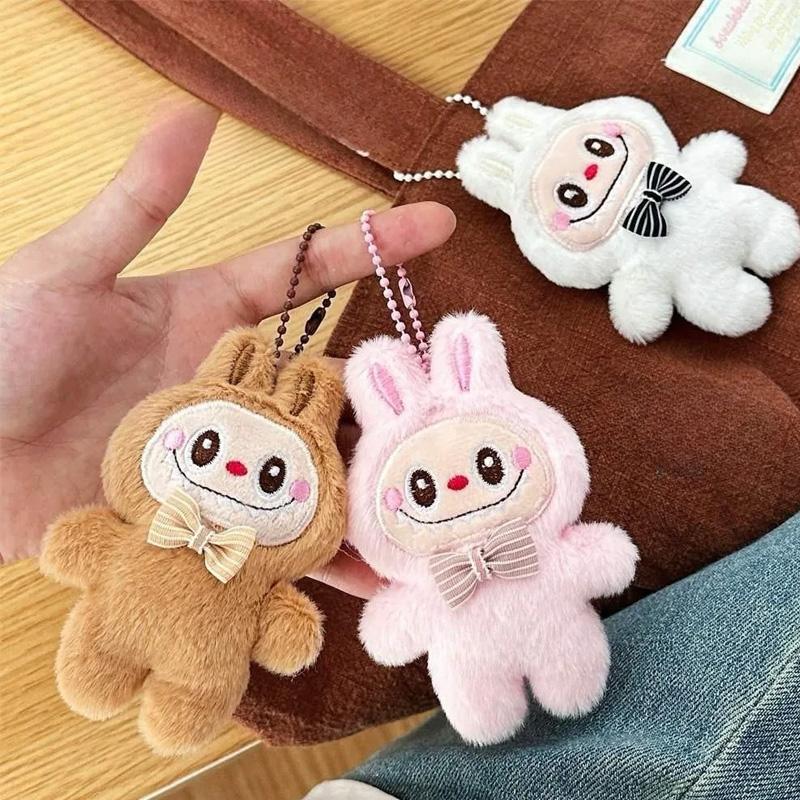 1PC Trendy Doll Cute Cartoon Rabbit Backpack Pendant Key Ring Holiday Gift Bag Pendant Plush Doll Keychain