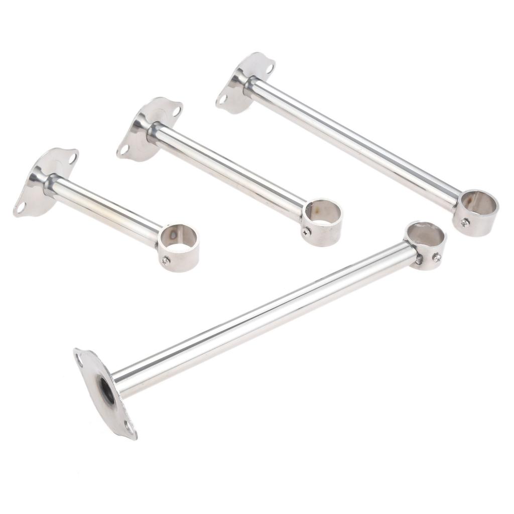 DRELD 2pcs Wardrobe Flange Base Rail Support Bracket Stainless Steel Curtain Rod Socket Fit 25mm Tube +Screws 150/200/250/300mm