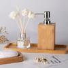 Nanzhu Wooden Shower Gel Dispenser Hand Soap Bottle Square Shower Gel Shampoo Container Handmade Bathroom Restaurant Hotel