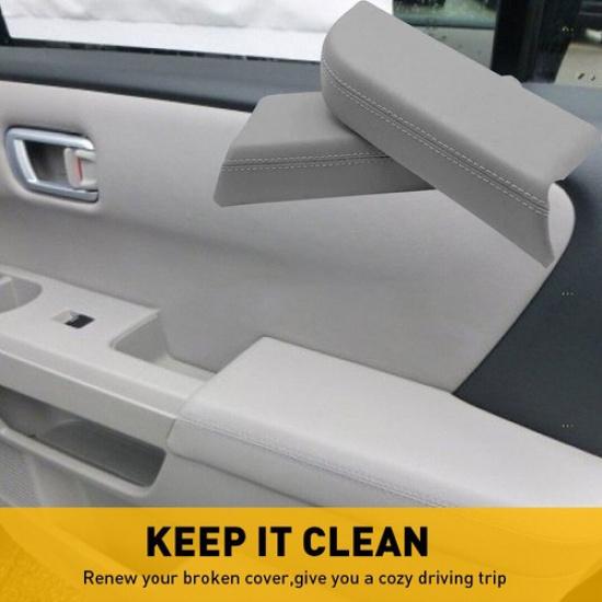 Fit Honda Leather 2009-2015 Rear Pilot Door Armrest Panels Cover Gray Pair
