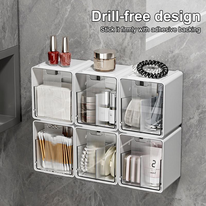 Transparent Bathroom Cotton Stick Makeup Cotton Bathroom Pull-Out Storage Drawer Style Storage Box Under The Mirror Cabinet
