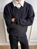 Elegant V-Neck Knit Sweater - Old Money Style, Cleanfit, High-Intelligence Polo, Couple-Friendly