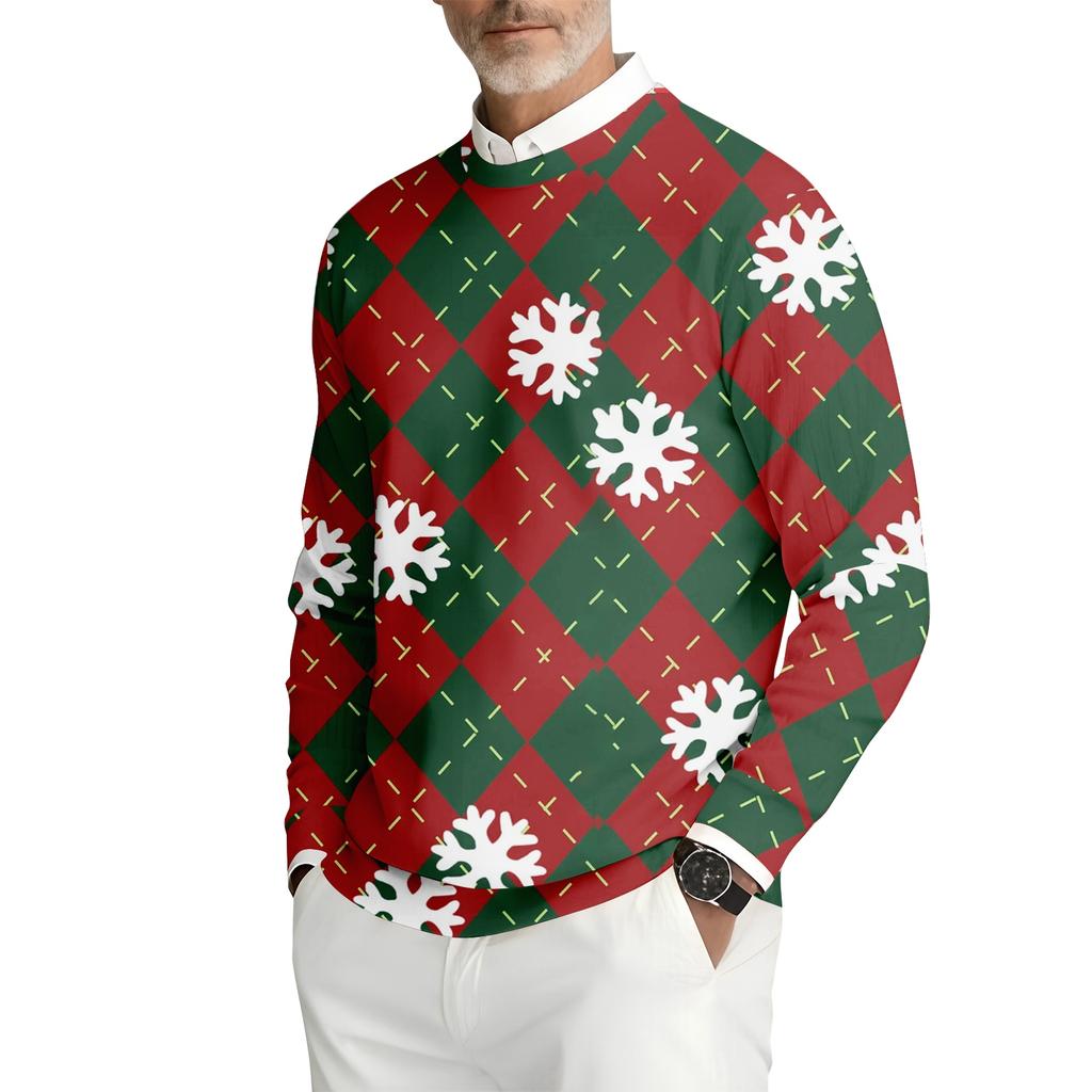 Herren Bedrucktes Rundhals Langarm Rippstrick Sweatshirt