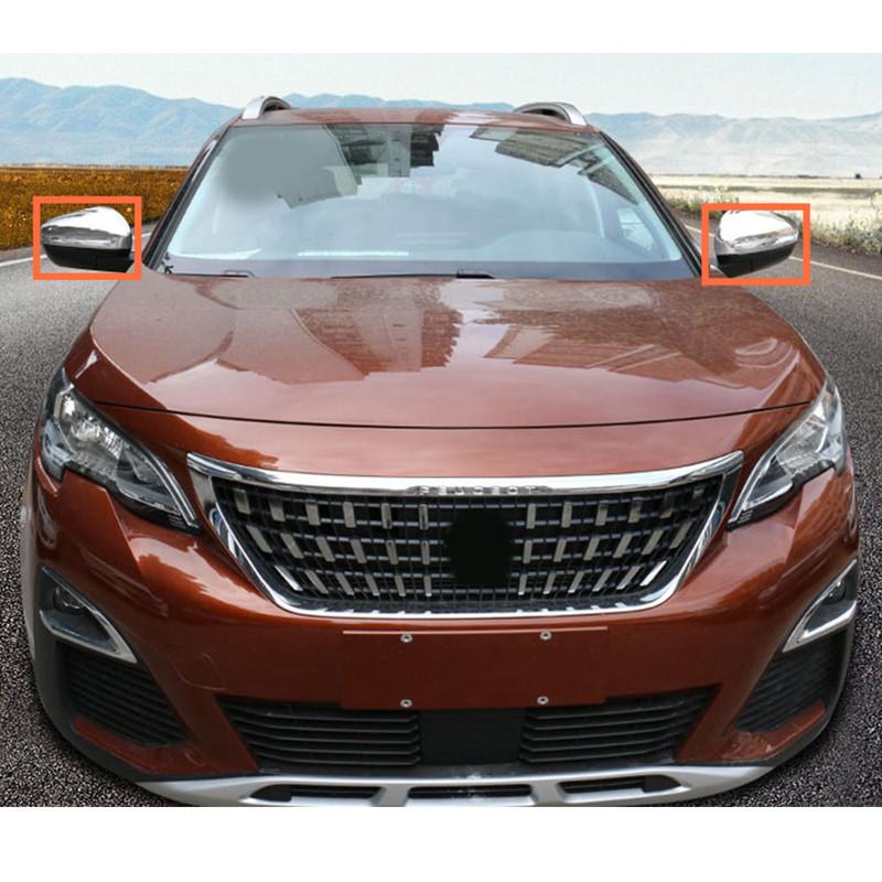 Car Rear View Mirror Cover Side Wing Eyebrow Frame Covers Cap Trim Hood For Peugeot 3008 GT 3008GT 4008 2016 2017 2018