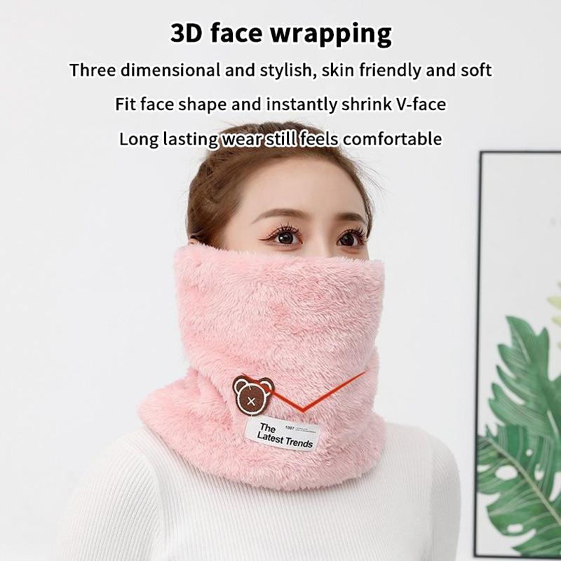 Solid Winter Warm Collor Ring Scarf Thickened Plush Windproof Neck Gaiter Cold-Proof Outdoor Skiing Running Men Women Muffler