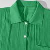 Women's Suit Short Sleeve Casual Elegant Green Soild Two Piece Set Women Outfit Shirt for Women