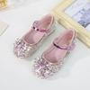 2024 New Autumn Crystal Princess Sequin High-Heel Leather Shoes for Girls