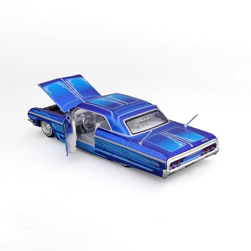 Maisto 1/26 Scale Chevrolet Impala 1964 Blue Custom Lowriders Series / Diecast Model Car, Finished Product 32547
