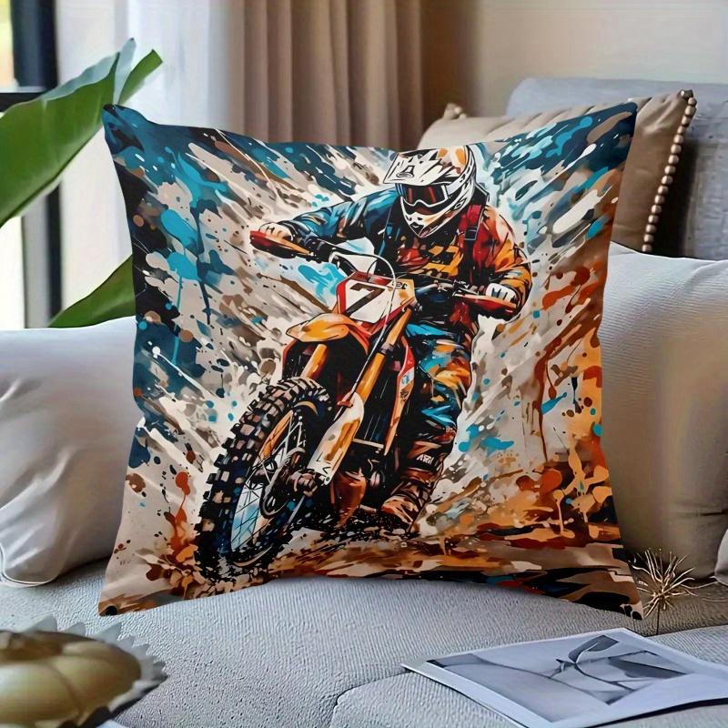 Federa Cuscino Vikama Motocross Moto Stagione Unica Copertura Decorativa Versatile per Casa Letti Divani Poltrone