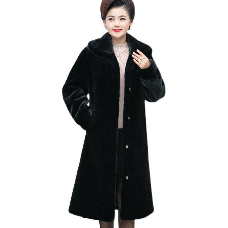 Large size imitation mink coat for women's medium and long loose mother outfit imitation mink fur coat for women