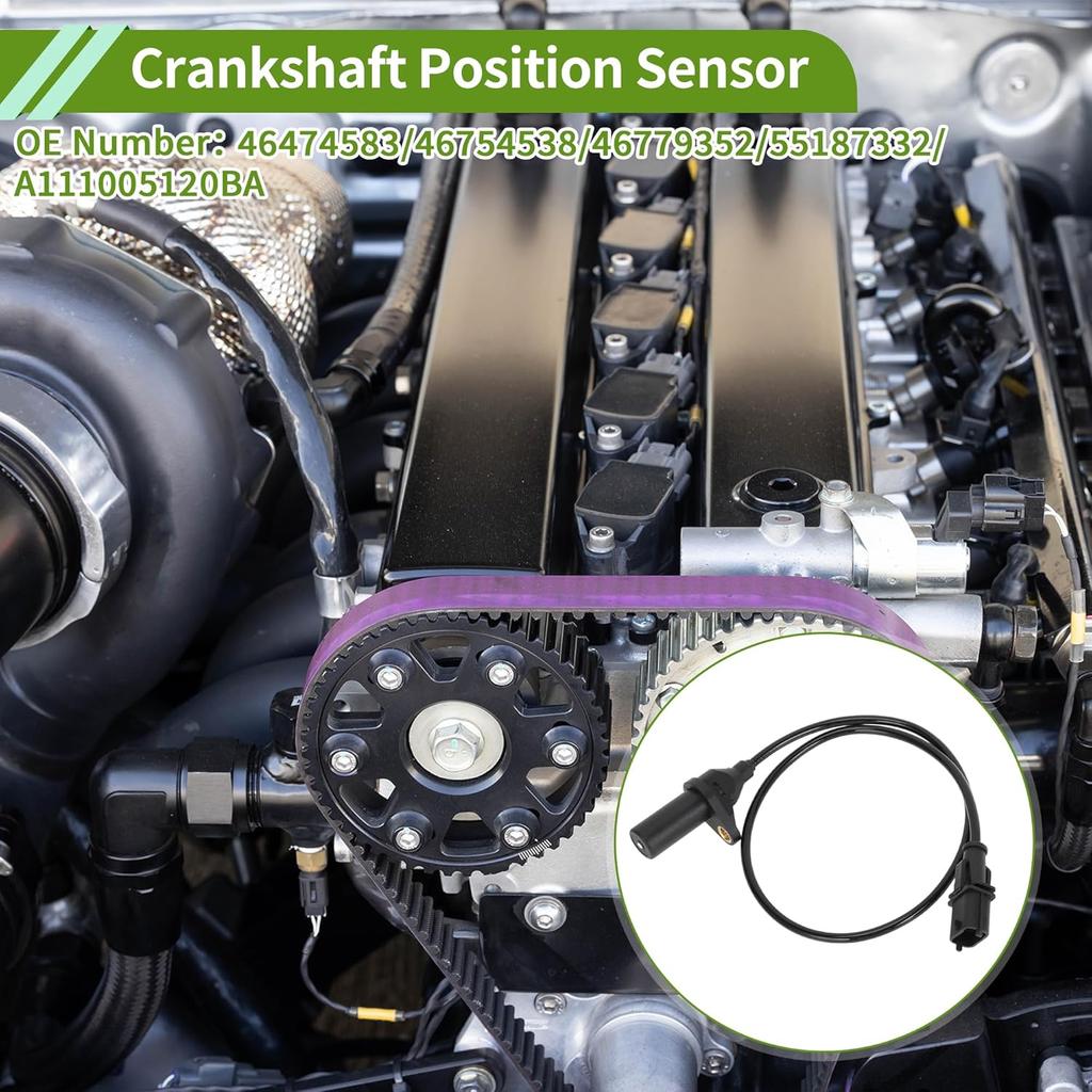 No.46474583 Crankshaft Position Sensor for FIAT Stilo 1.2 16V 2002-2006 Sturdy Black Engine Crank CKP Sensor Metal Plastic 1 Pc