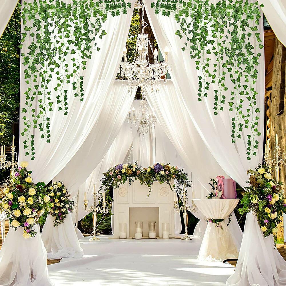 3/6pcs Artificial Ivy Leaf Plants Vine Hanging Garland Fake Foliage Flowers Home Kitchen Garden Office Wedding Wall Decor Rattan