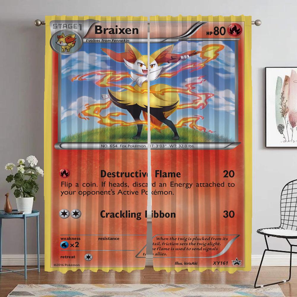 Blackout Kitchen Curtains for Bedroom Pikachus Window Curtain for Room 2 Panel Shades Home Interior Curtains Partition Living