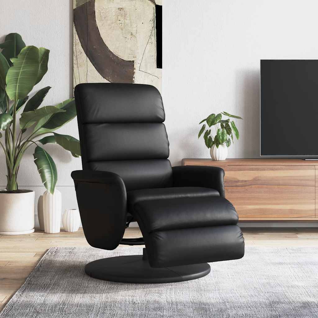 Relaxation Armchair with Footrest Black Faux Leather