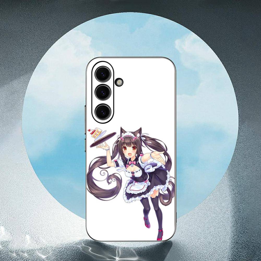Nekopara-A For Samsung Galaxy S23 S24 S25 Ultra S22 Plus S21 Black Soft Case Waterproof Soft Case