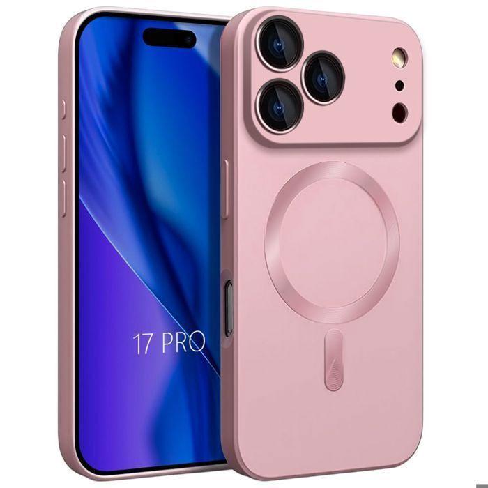 Protective Case - E.F.Connection - for iPhone 17 Pro - Liquid Silicone - Magnetic Ring - Pink