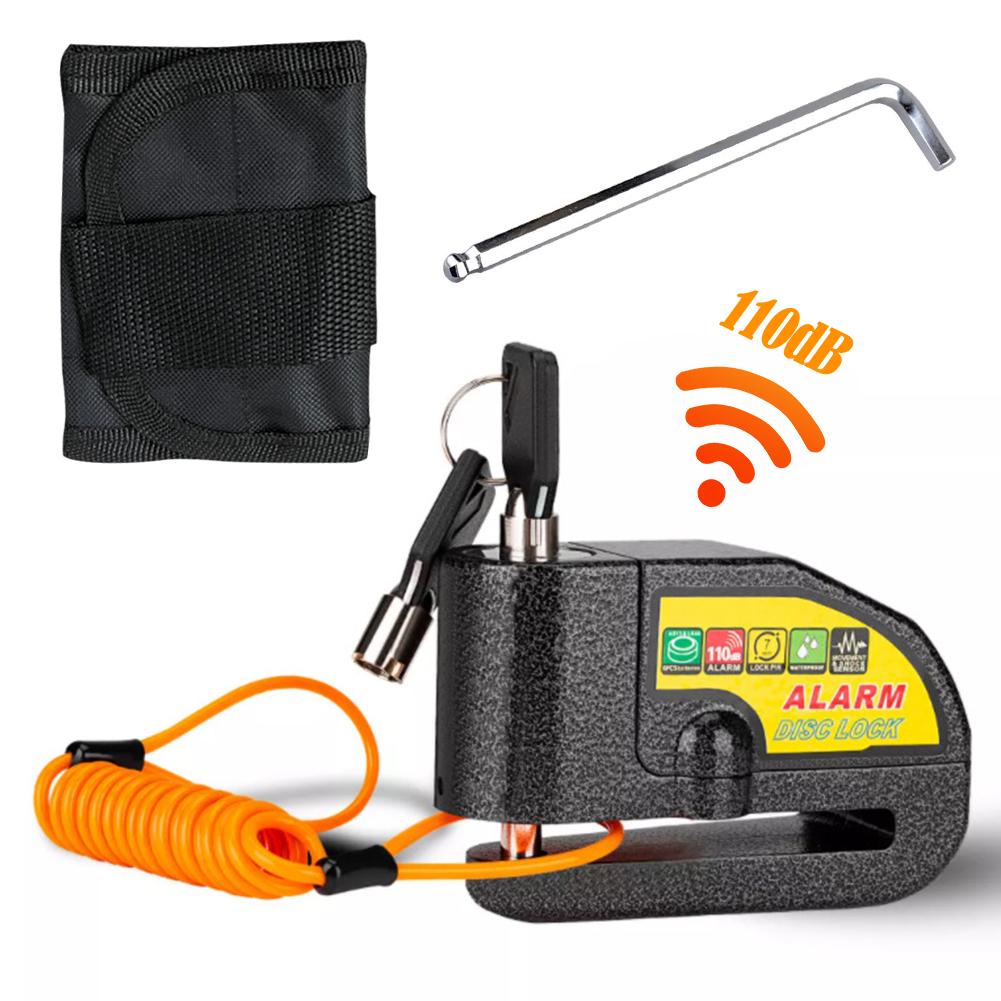 Motorcycle Alarm Lock Bike Lock Security Anti-Theft Disc Brake Locks Sound 110dB Warning Security Reminder Rope