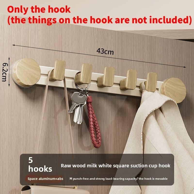 Walnut Grain Suction Cup Wall Hook Organizer For Home Storage