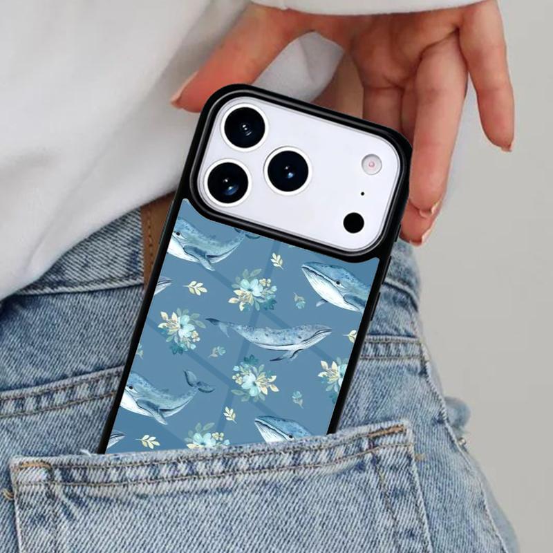 Beautiful Blue Whale Painting Soft Phone Case for iPhone 16e 15 14 13 12 17 Pro Max Plus Air 17pro Cover Coque