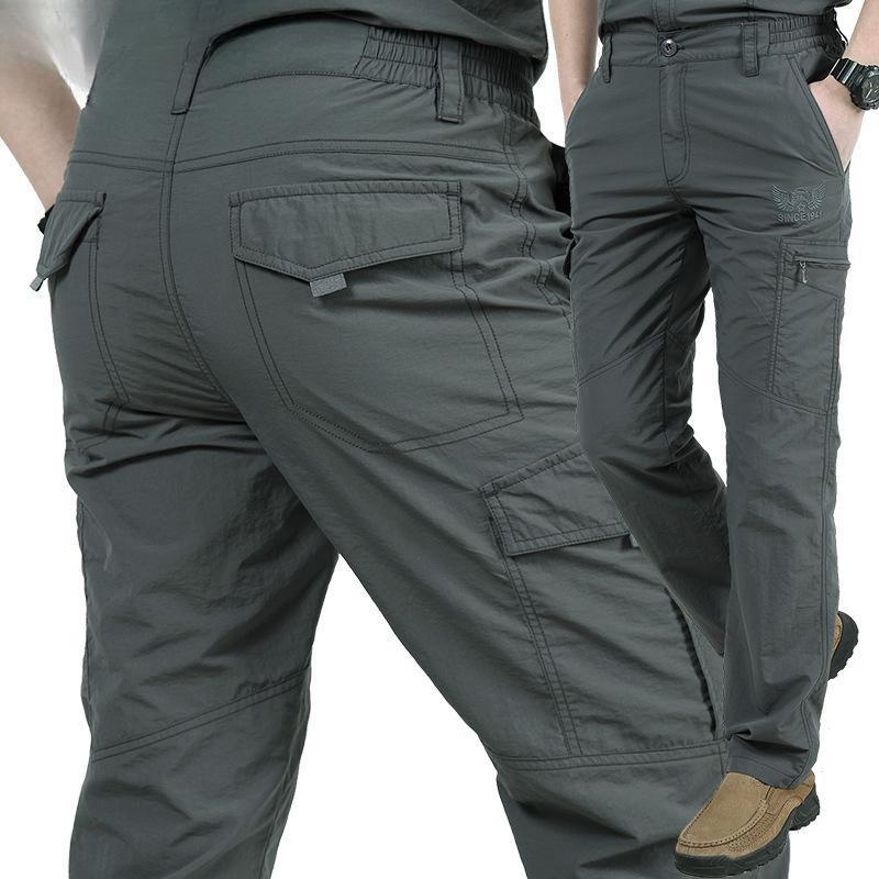 Summer Outdoor Thin Section Quick-drying Trousers Male Loose Large Size Multi-pocket Overalls