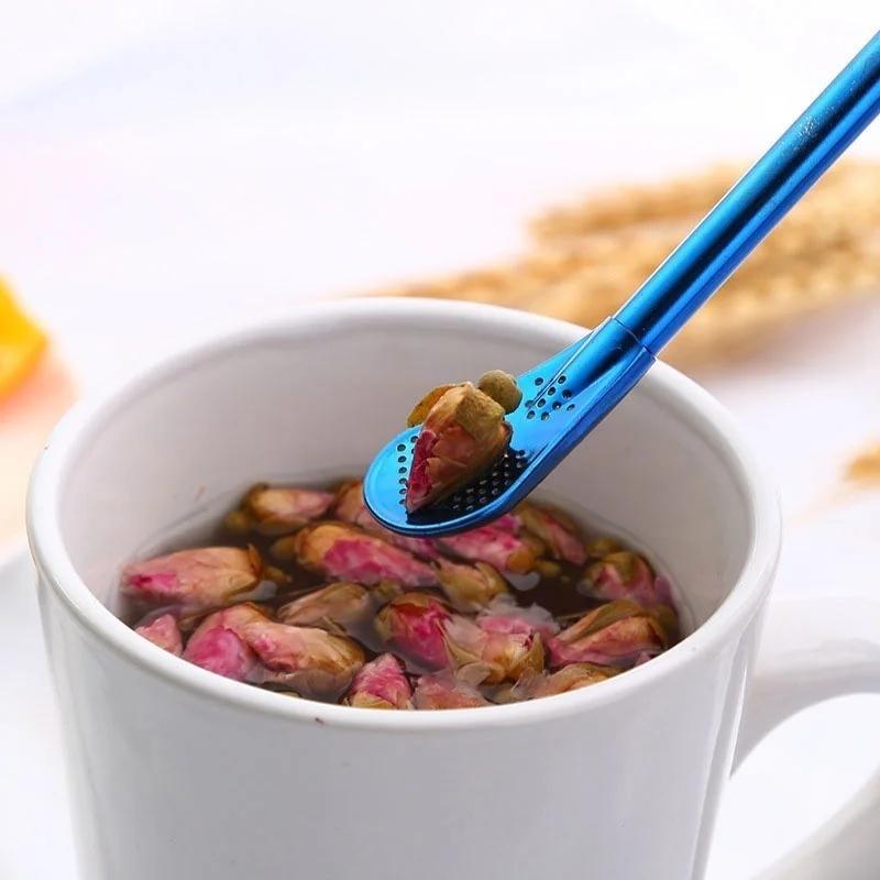 1 Pcs Multi-functional Fashion New Style High-grade Drinking Straws, Healthy Stainless Steel Straws & Stir Bar & Spoons