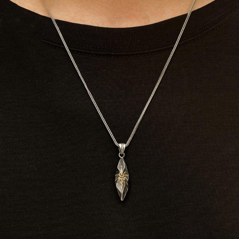 Retro Make-a-wish Stone Necklace For Men Gender Neutral Style Meteorite Color Pendant Men Hip-hop Sweater Chain Accessories