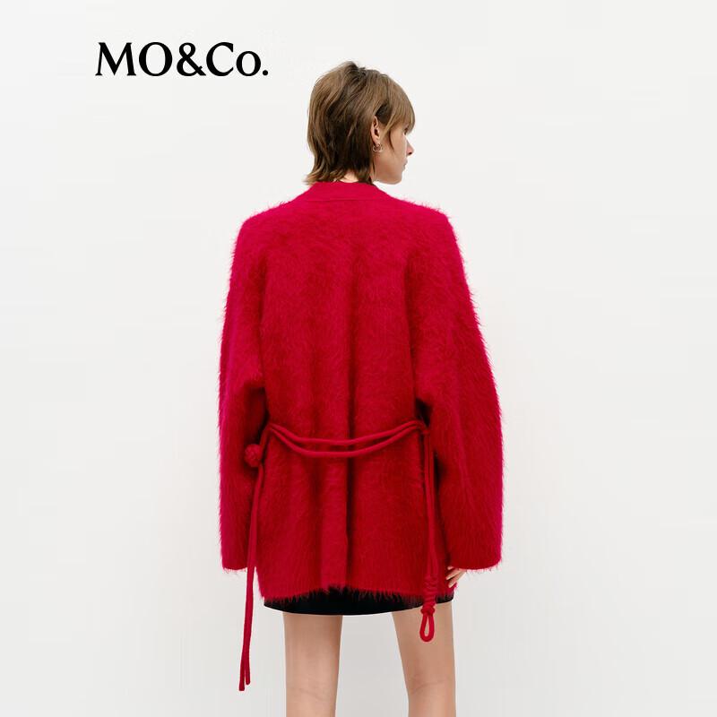 MO&Co. Women's Wool Mohair Blend Cardigan with Chinese Frog Buttons