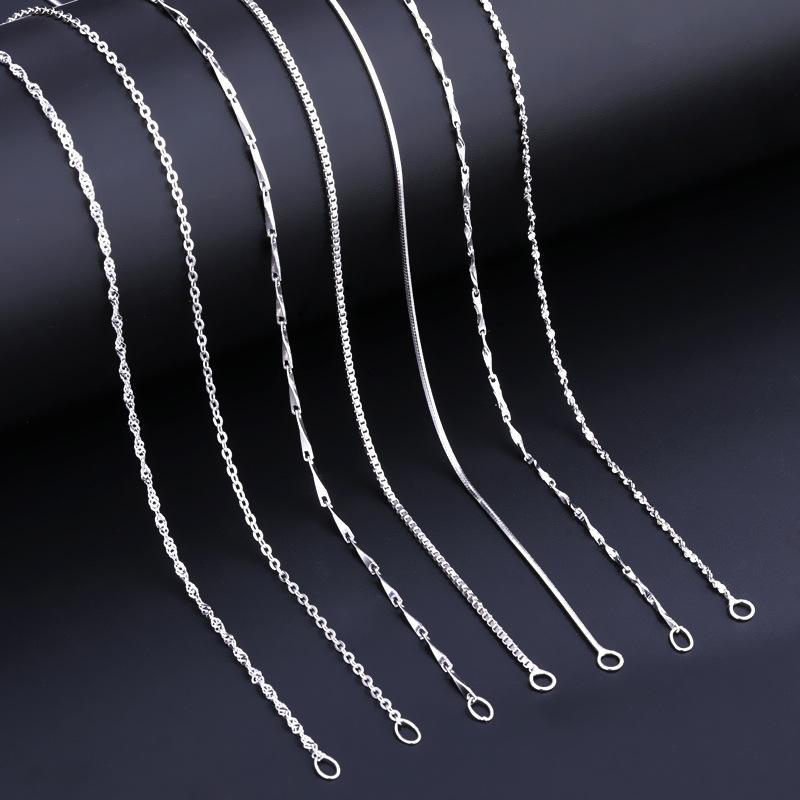 Buyee 925 Sterling Silver Loose Chain Snake Box Chain Necklace Fit for Women Pendant Jewelry Accessories Clavicle Chain 18 Inch
