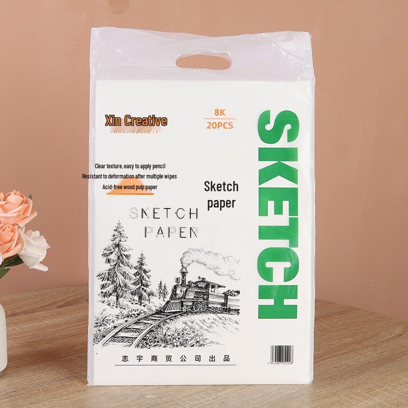 8K All Wood Pulp Sketch Paper for Pencil, Gouache, and Watercolor - Ideal for Art Students