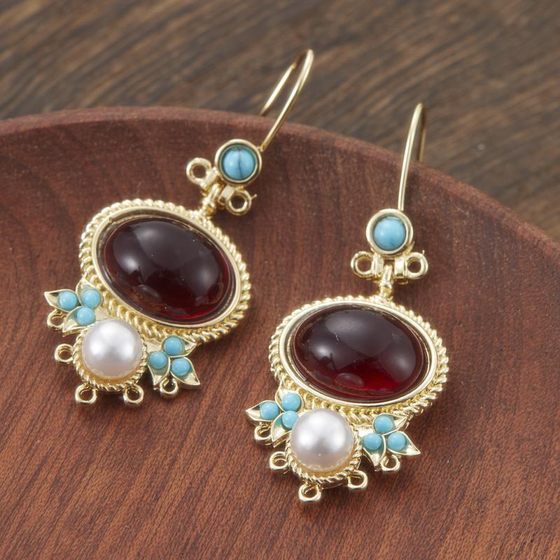 Vintage Elegant Exquisite Pendant Earrings Classical Style Colorful Women's Earrings Daily Banquet Party Date, Birthday Gift