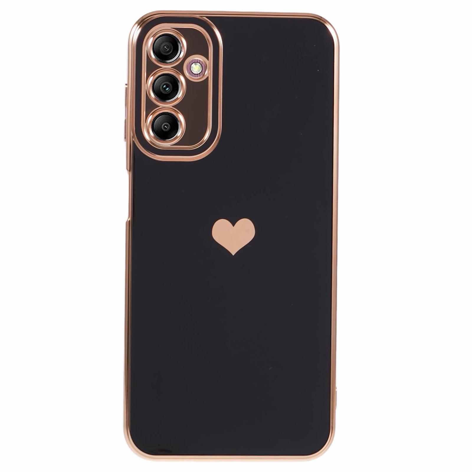 

For Samsung Galaxy A13 5G Protective Case 6D Electroplating Love Heart TPU Phone Cover Black