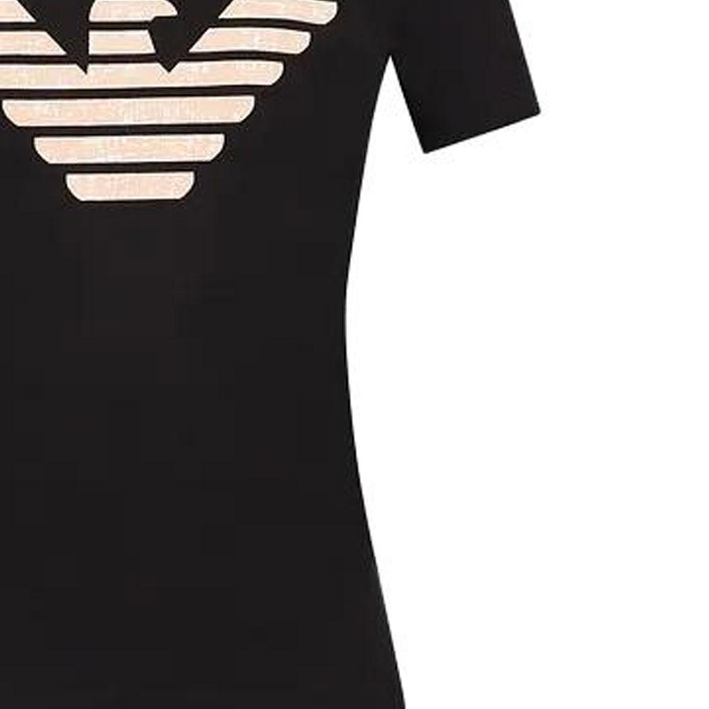Emporio Armani Round Neck Pullover Straight Fit Short Sleeve T-Shirt Women T-Shirts Black 3R2T7N2J-07Z1-0999