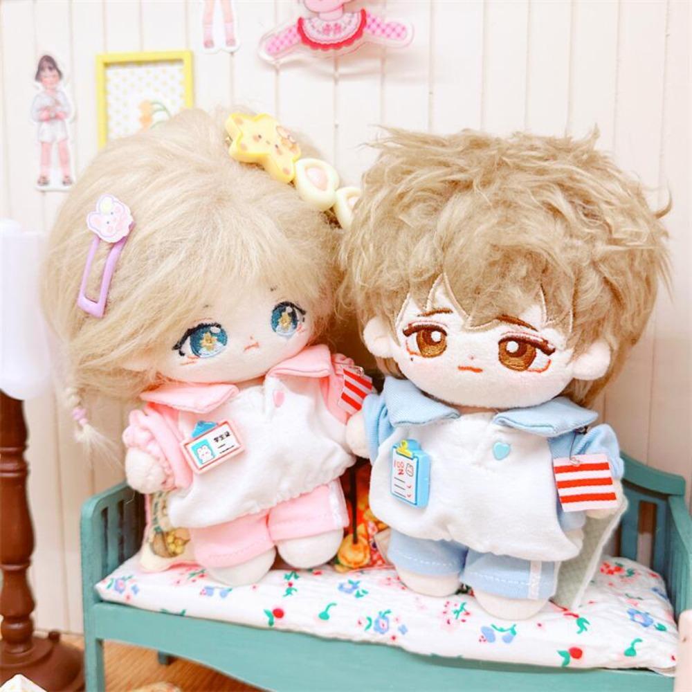 Plush Stuffed 10CM Doll Clothes Hoodies No Attributes Dolls Clothes Pink T-shirt Pants Set  Kids
