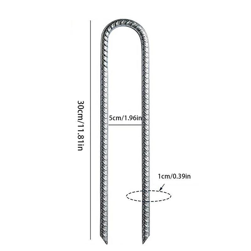 12 Inch U Shaped Tent Pegs Metal Heavy Duty Thick Garden Stakes Galvanised Steel Fits Football Goal Post Trampolines Accessories