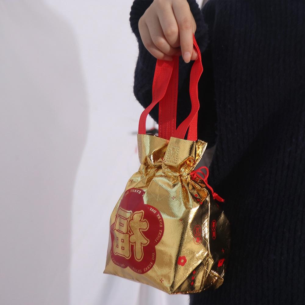 Storage Accessories Fu Character Drawstring Gift Bag Eco-Friendly Foldable Candy Bag Portable Goody Bag Pouch Eyelashes Makeup