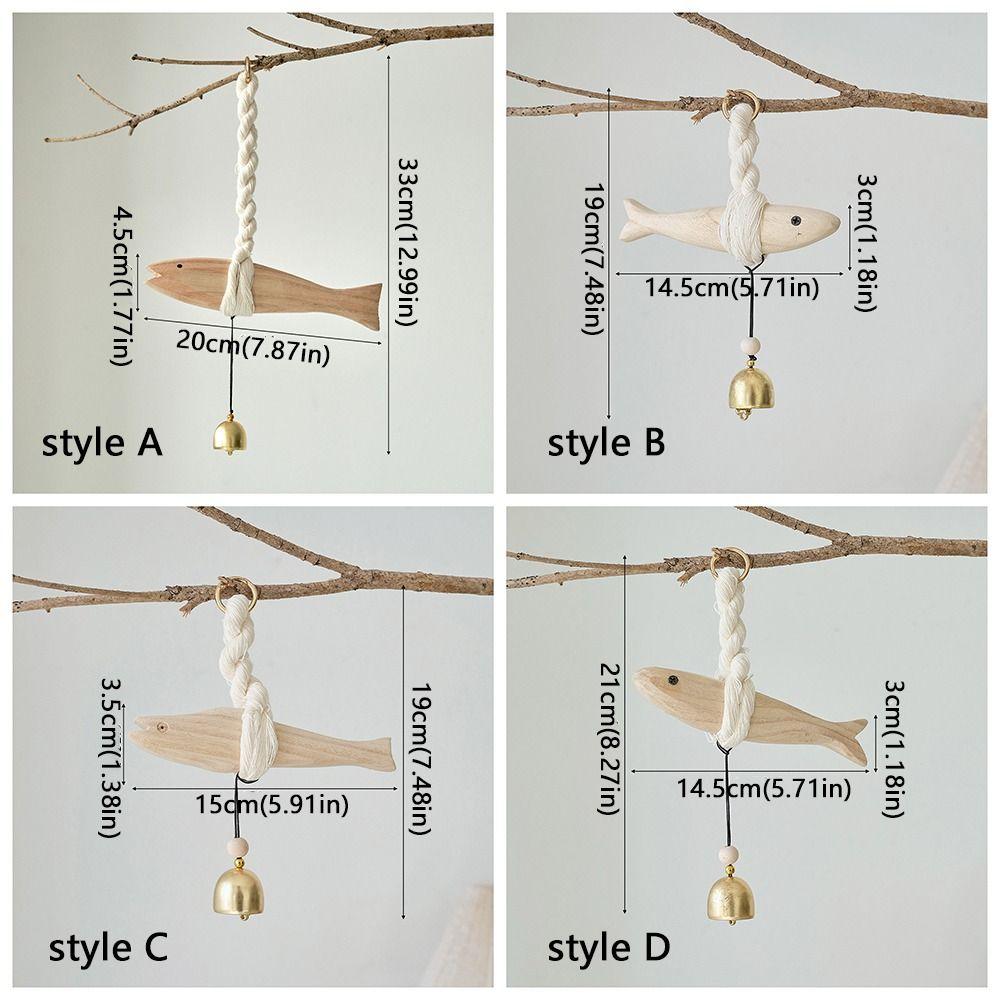 Handmade Wood Fish Door Bell Lightweight Hand Carved Fish Wall Decoration Lucky Rustic Fish Door Chimes Housewarming Gift