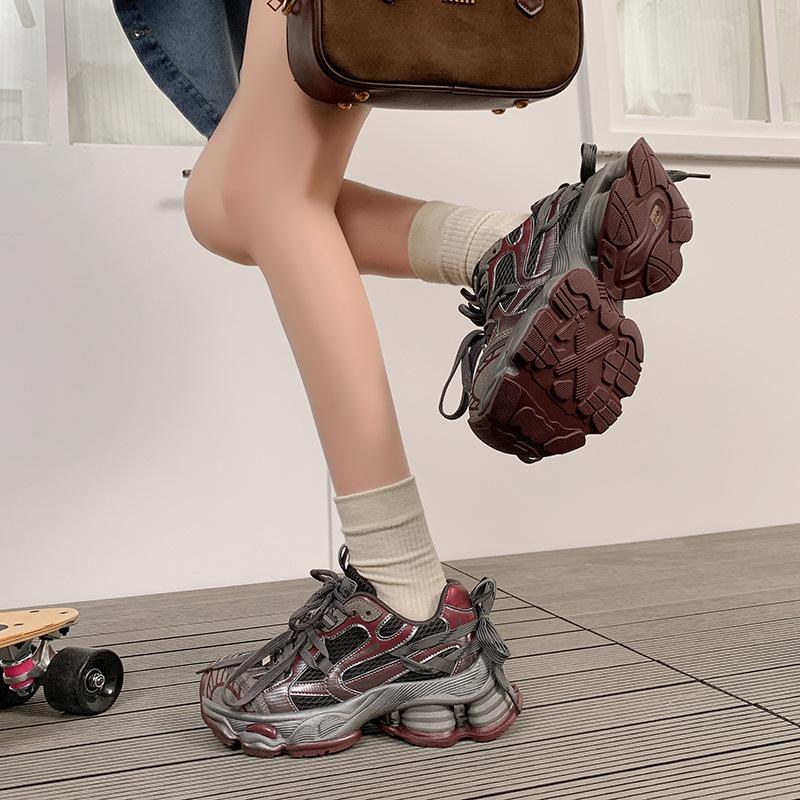 Gray dad shoes women's 2025 new autumn and winter popular platform sports women's shoes small height increase casual shoes