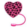 5pcs Straw Lid for Cups Heart-shaped Leopard Print Silicone Straw Cover Reusable Dust-proof Drinking Straw Cap Plugs
