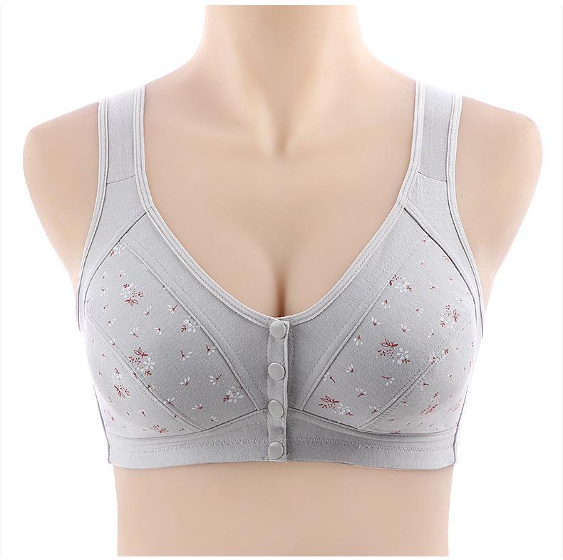 2024 Front Buckle Cotton Bras for Middle-Aged and Elderly Mothers - No Underwire, Vest Style, Supportive Fit
