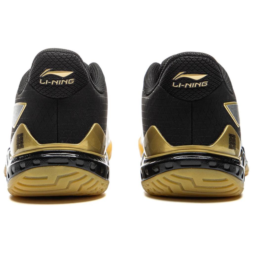 New LiNing Cloud Thunder Lightweight Rebound Low Top Badminton Shoes Unisex White Black Gold AYZU017-4