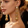 Bohemian Indian Style Fan-Shaped Metal Tassel Earrings for Women - Trendy Personalized Studs