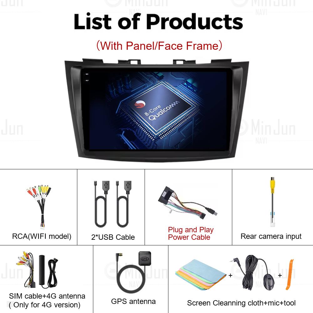 Android 14 Qualcomm Car Radio For Suzuki Swift 4 2011-2017 Wireless Carplay Auto Radio Multimedia Player Navigation 4G Wifi