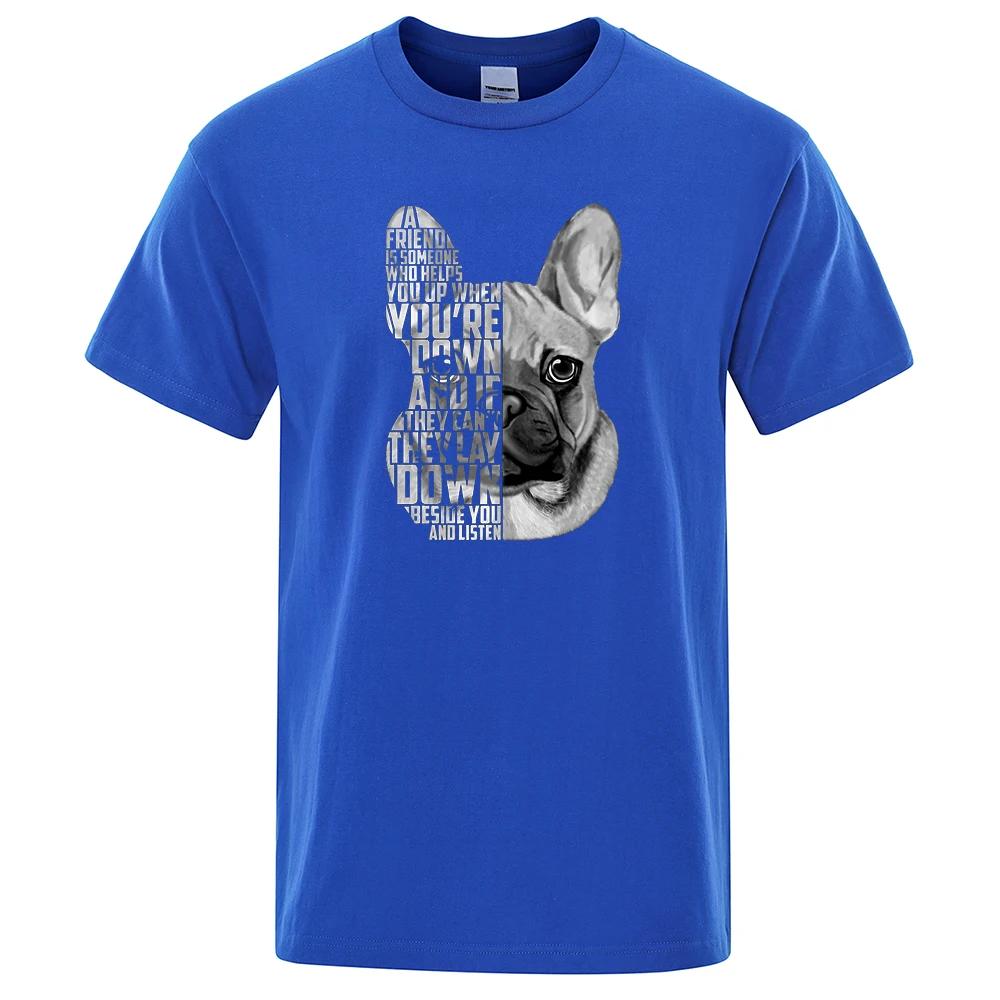 French Bulldog Quote Printed Male Tops Personality Fashion Streetwear Cool Short Sleeve Oversize O-Neck Mens T Shirts 71794