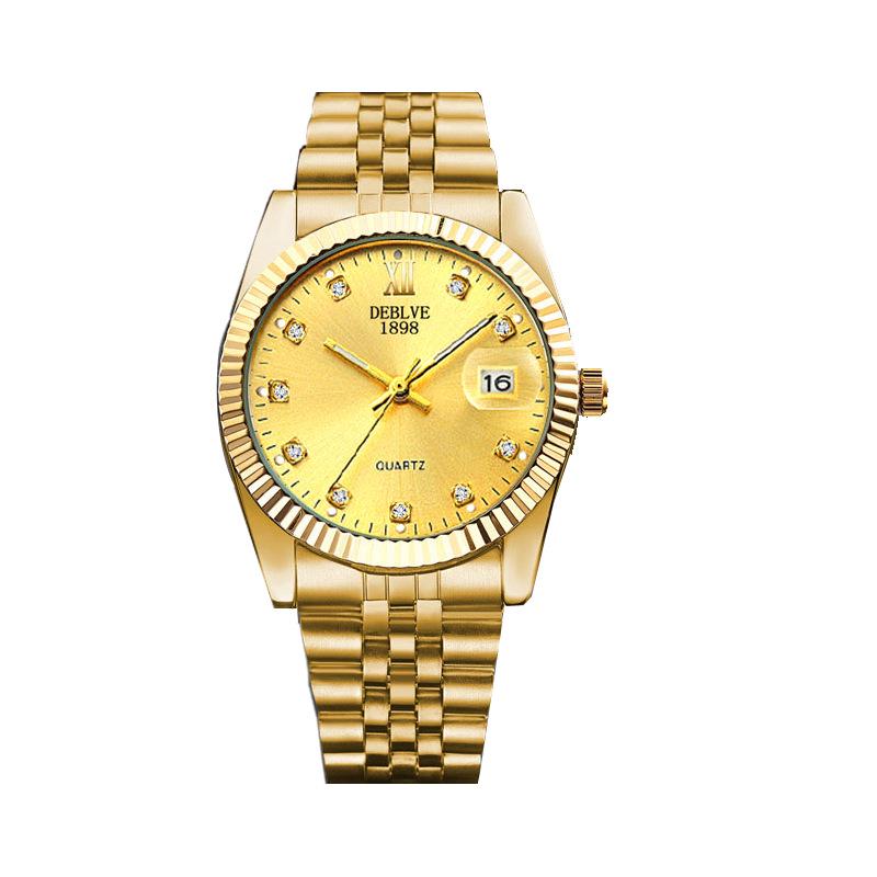 Reloj de Moda Clásico Versátil para Hombre con Correa de Acero, Movimiento No Mecánico, Función de Calendario y Diseño Unisex para Parejas.