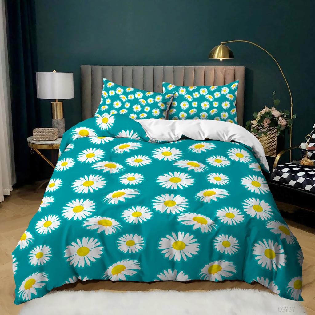 Daisy Duvet Cover Set Natural Daisy Bedding Set Small Fresh Flower Theme Comforter Cover Microfiber Queen King Size Quilt Cover