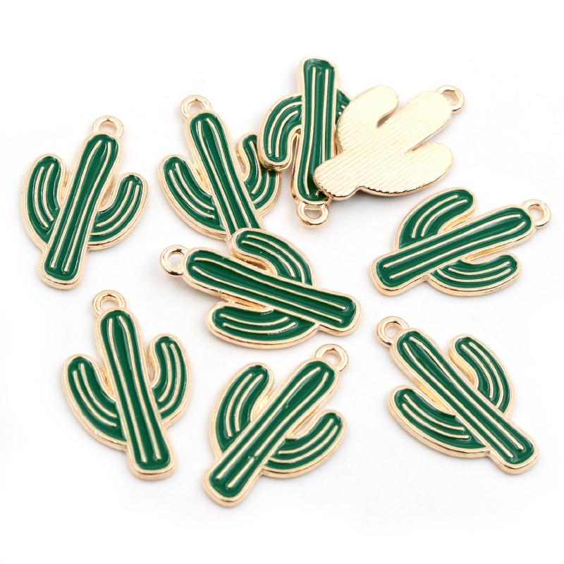 10pcs Enamel Cactus Charms Pendant for Jewelry Making Supplies Alloy Metal Drop Oil DIY Jewelry Making Findings Accessories